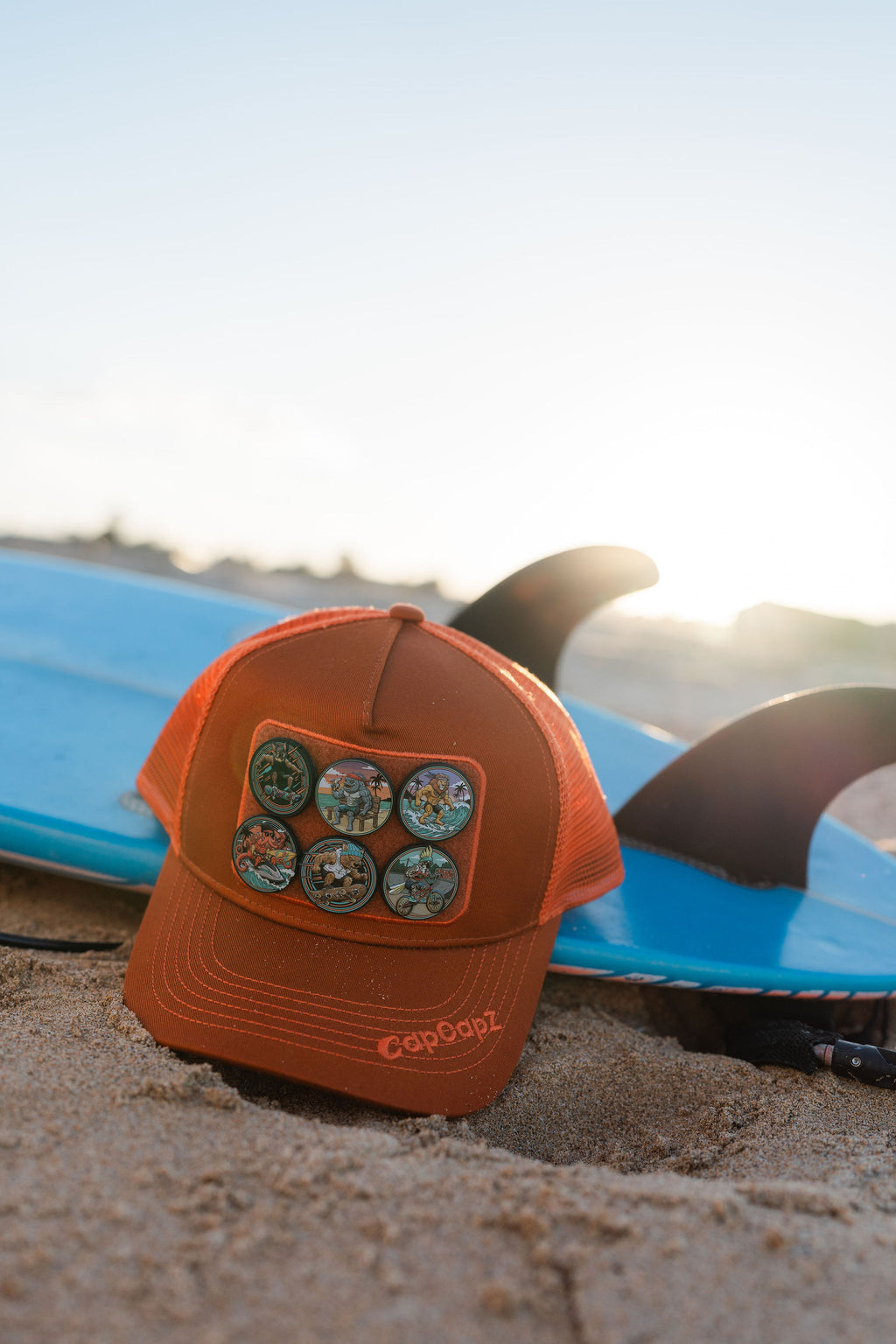 CapCapz Trucker Cap Bundle – Ochre + 6 Mystery Patches