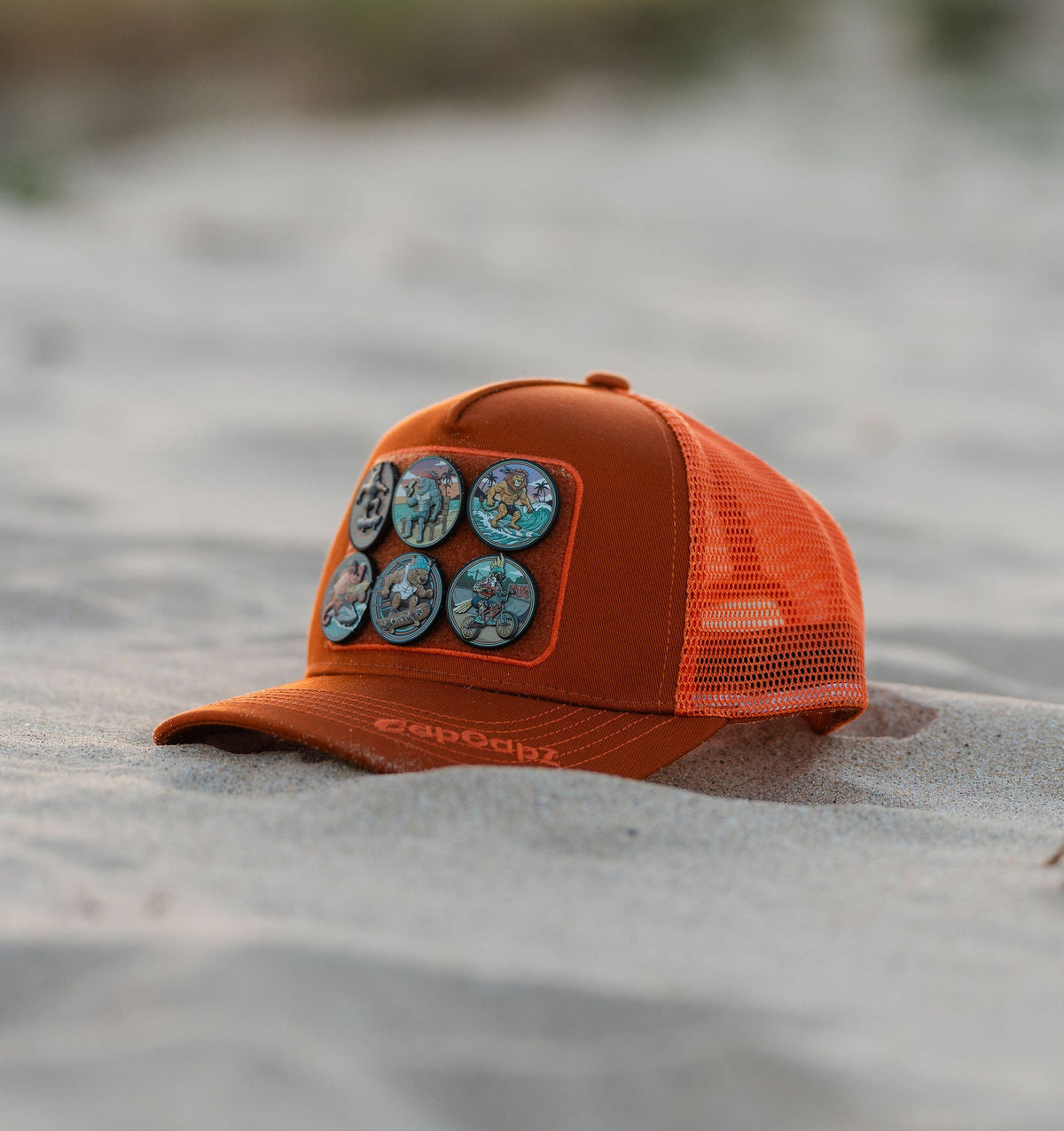 CapCapz Trucker Cap Bundle – Ochre + 6 Mystery Patches