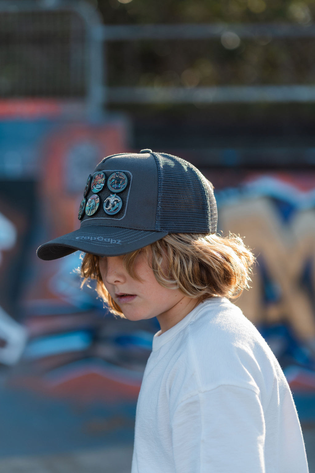 CapCapz Trucker Cap Bundle – Charcoal + 6 Mystery Patches