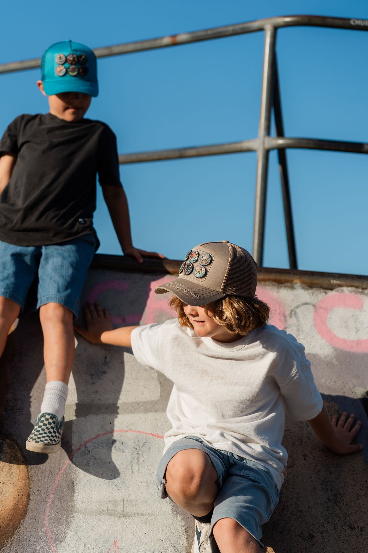 CapCapz Trucker Cap Bundle – Charcoal + 6 Mystery Patches
