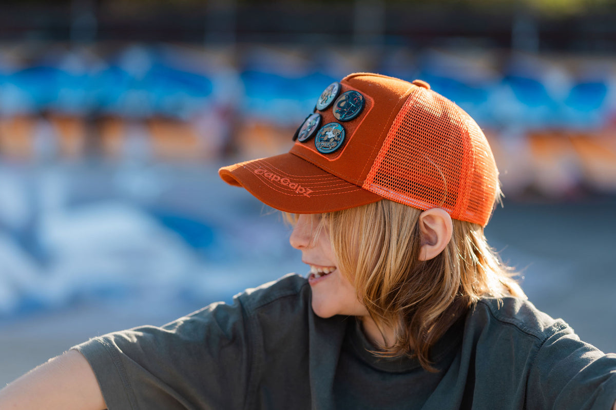 CapCapz Trucker Cap Bundle – Ochre + 6 Mystery Patches