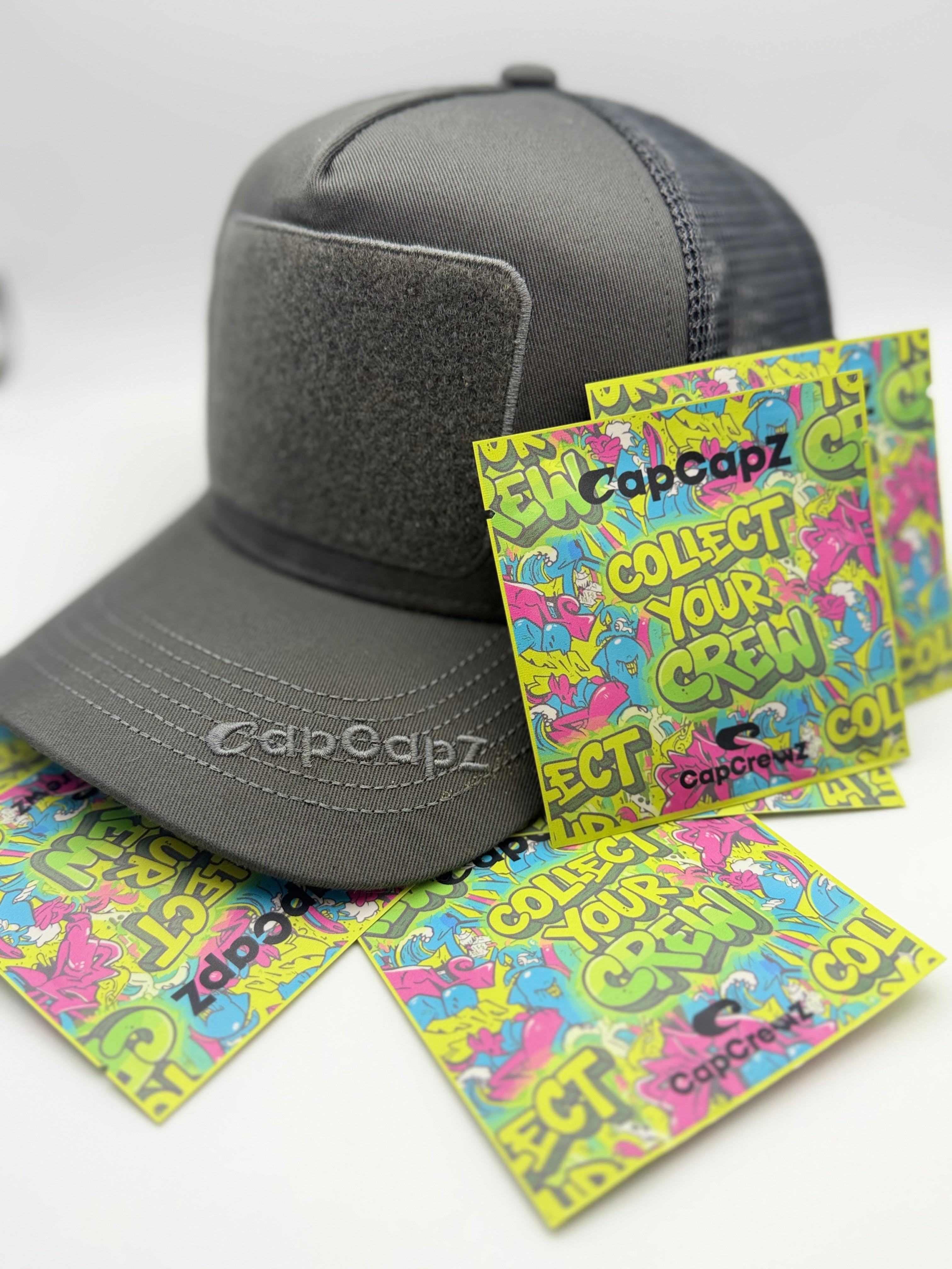 CapCapz Trucker Cap Bundle – Charcoal + 6 Mystery Patches