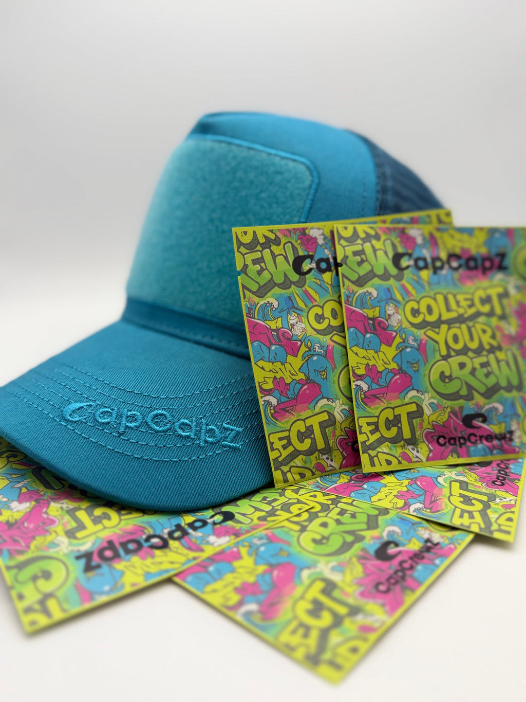 CapCapz Trucker Cap Bundle – Sea Blue + 6 Mystery Patches