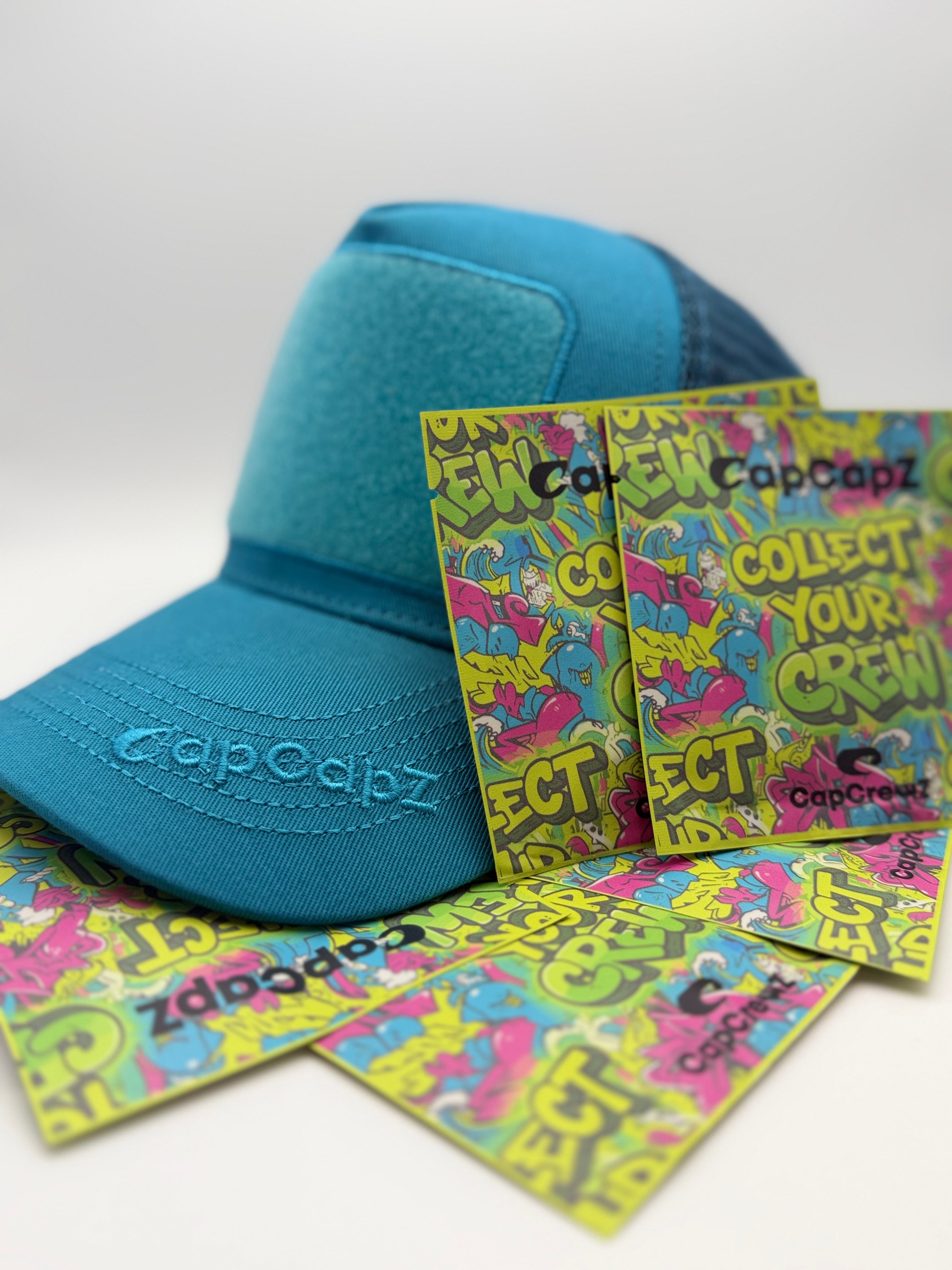 CapCapz Trucker Cap Bundle – Sea Blue + 6 Mystery Patches
